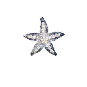 Starfish Crystal Rhinestone Brooch Pin Silver-Tone Metal Jewelry Accessory